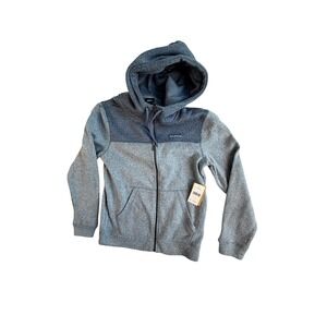 Quiksilver Men's Gray Blue Colorblock Zip Up Hoodie Sweatshirt Size Small